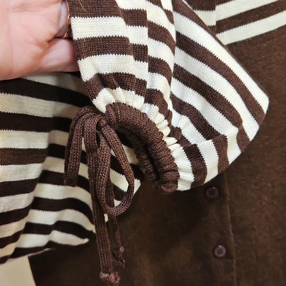 WITH JEAN Willa Brown and Cream Striped Sweater - L